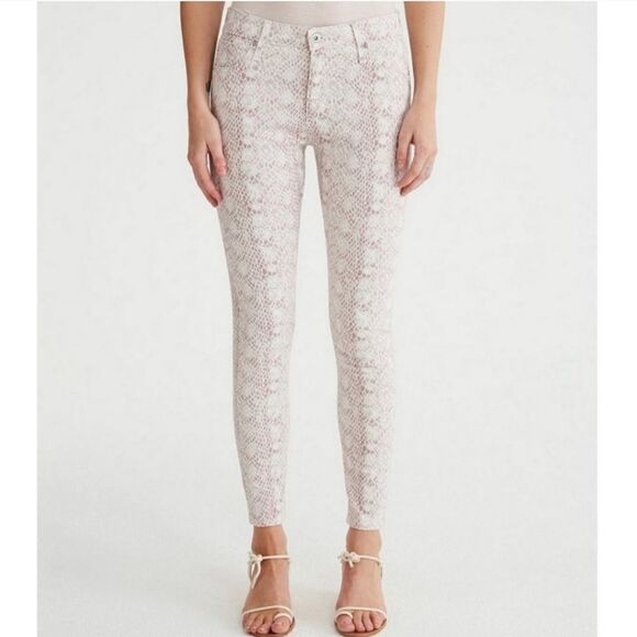 AG Adriano Goldschmied Blush Pink Snakeskin Jeans Size 29R - Picture 3 of 12
